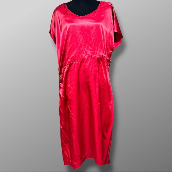 J. Peterman Dresses & Skirts - J. Peterman Red Silk Maxi Dress Sz 20 Sheath Short Sleeve Holiday NYE Party